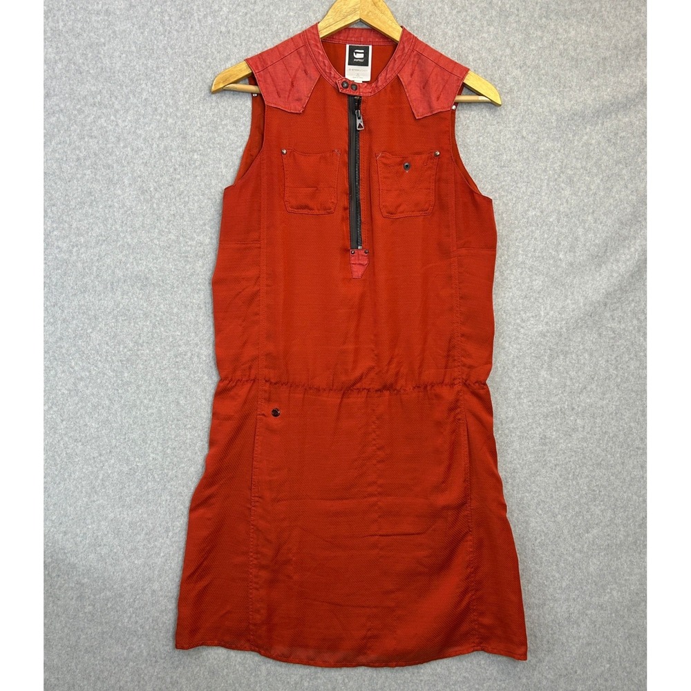 G-Star Raw Comic 5620 Shirt Dress Sleeveless Orange Utility Autumn Edgy Size S